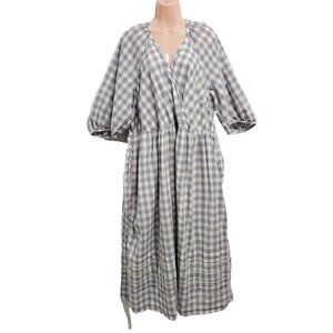 Madewell Marianna Puff Sleeve Plaid Midi Dress Women Size 2X Cotton 100%